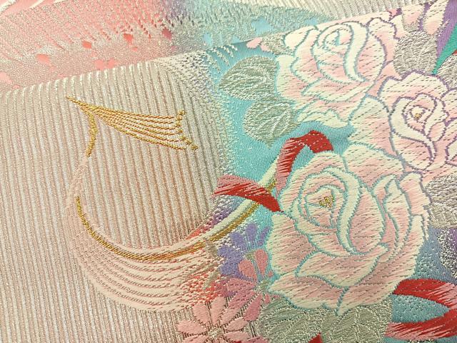 平和屋着物◎六通柄袋帯 唐織 束ね花文 金銀糸 正絹 逸品 BAAT4830hz