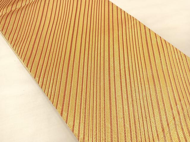 平和屋着物◎佐賀錦 全通柄袋帯 斜縞 金糸 正絹 逸品 BAAT4943hz