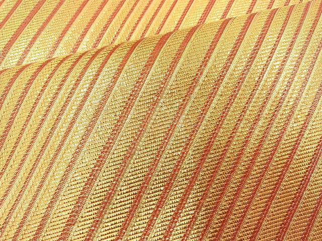 平和屋着物◎佐賀錦 全通柄袋帯 斜縞 金糸 正絹 逸品 BAAT4943hz