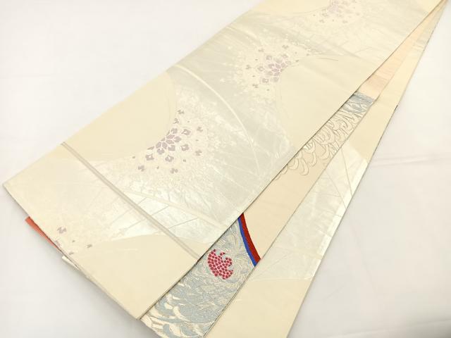 平和屋着物◎両面 六通柄袋帯 唐織 乱菊 銀糸 正絹 逸品 BAAT5097jr