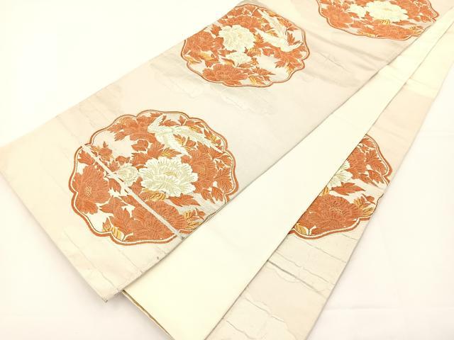 平和屋着物◎六通柄袋帯 唐織 花鳥文 金銀糸 正絹 逸品 BAAT5112jr