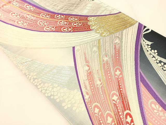 平和屋着物◎六通柄袋帯 唐織 孔雀羽文 金銀糸 正絹 逸品 BAAT5124jr