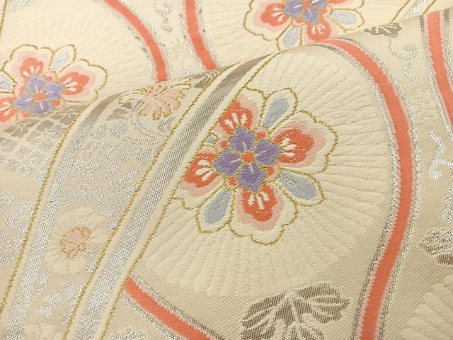 平和屋着物◎六通柄袋帯 唐織 地紙花文 金銀糸 正絹 逸品 BAAT5126jr