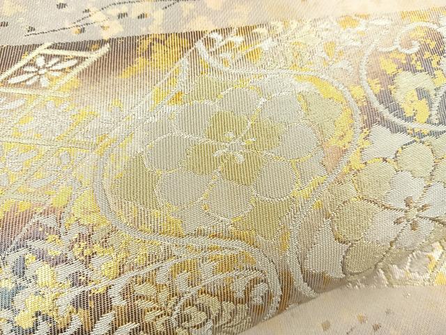 平和屋着物◎六通柄袋帯 切嵌花文 金銀糸 正絹 逸品 BAAT5188jr