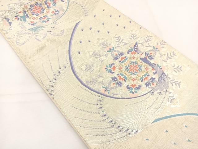 平和屋着物◎六通柄袋帯 唐織 孔雀花文 金銀糸 正絹 逸品 BAAT5202jr