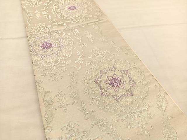 平和屋着物◎六通柄袋帯 唐織 宝相華 金糸 正絹 逸品 BAAT5364hv