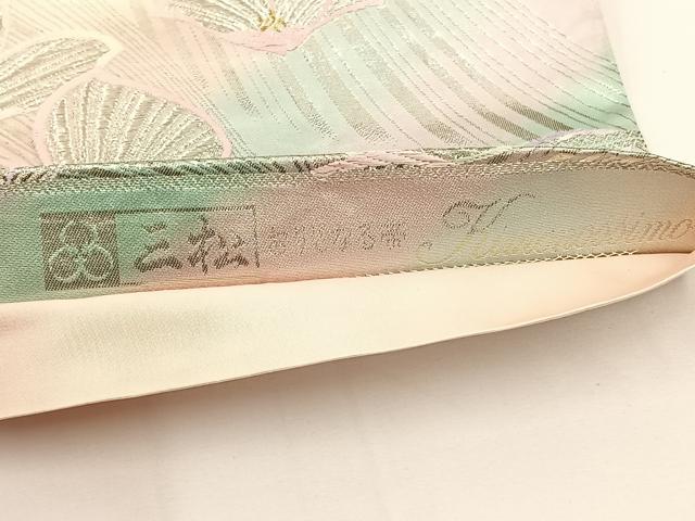 平和屋着物◎六通柄袋帯 流水花文 金銀糸 正絹 逸品 BAAT5404yt