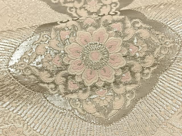 平和屋着物◎六通柄袋帯 唐織 花文 銀糸 正絹 逸品 BAAT5414yt