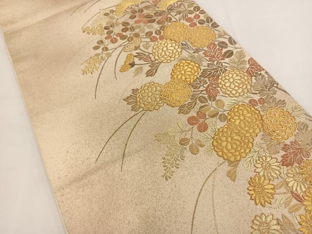 平和屋着物◎西陣 辻梅機業店謹製 六通柄袋帯 草花文 金糸 引箔 正絹 逸品 BAAT5443yt