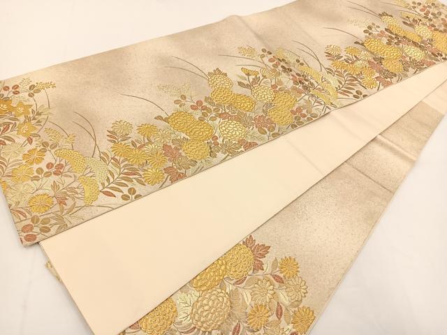 平和屋着物◎西陣 辻梅機業店謹製 六通柄袋帯 草花文 金糸 引箔 正絹 逸品 BAAT5443yt