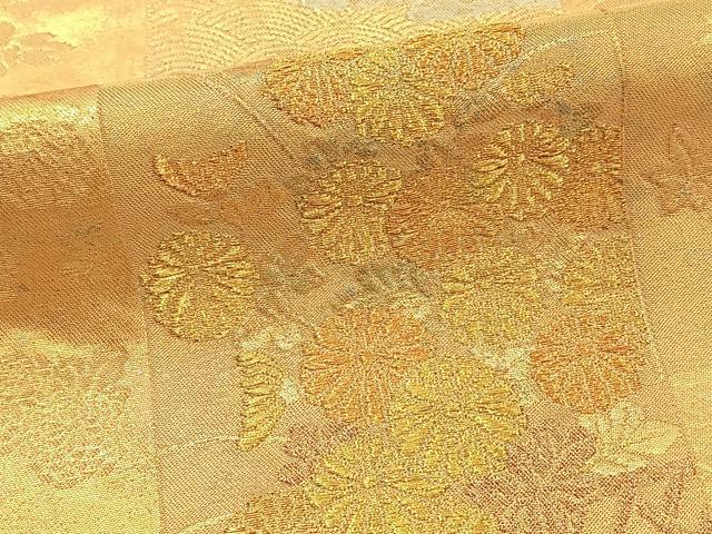 平和屋着物◎六通柄袋帯 青銅金唐織 草花文 金糸 引箔 正絹 逸品 BAAT5454yt