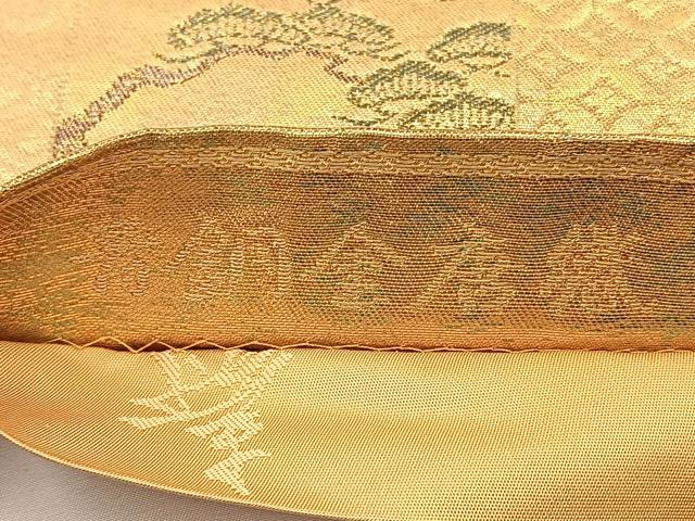 平和屋着物◎六通柄袋帯 青銅金唐織 草花文 金糸 引箔 正絹 逸品 BAAT5454yt