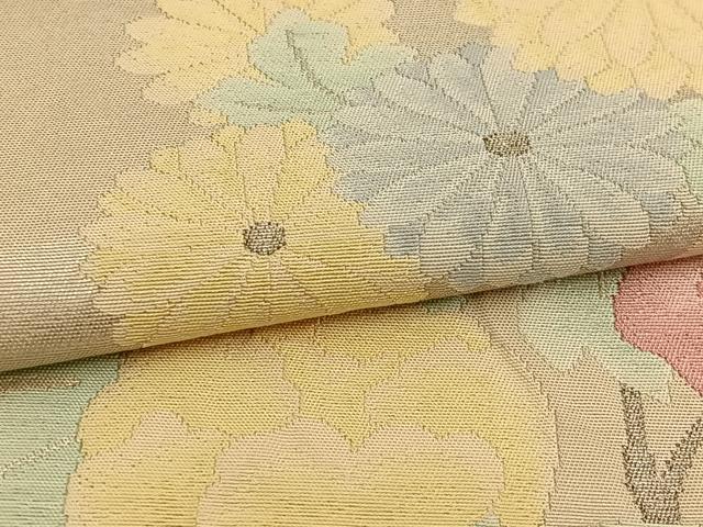 平和屋着物◎六通柄袋帯 花丸文 銀糸 正絹 逸品 BAAT5690xa