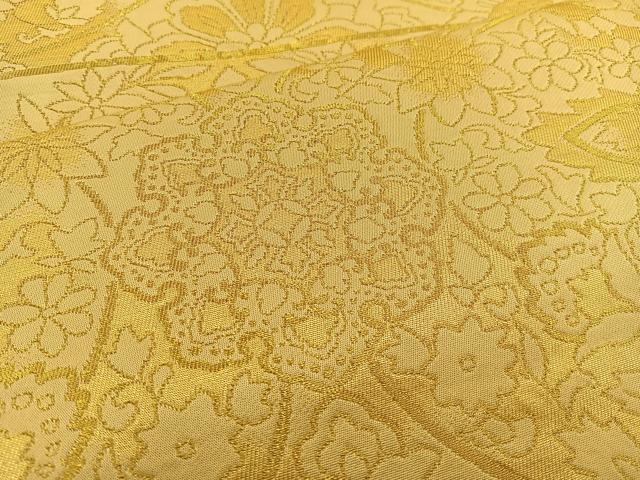 平和屋着物◎六通柄 本袋帯 更紗花文 金糸 正絹 逸品 BAAT5709xa