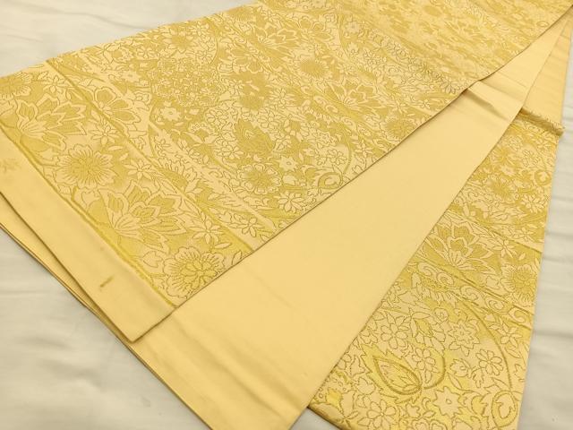 平和屋着物◎六通柄 本袋帯 更紗花文 金糸 正絹 逸品 BAAT5709xa