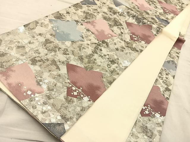 平和屋着物◎六通柄袋帯 手織 切金文様 引箔 正絹 逸品 BAAT5715xa