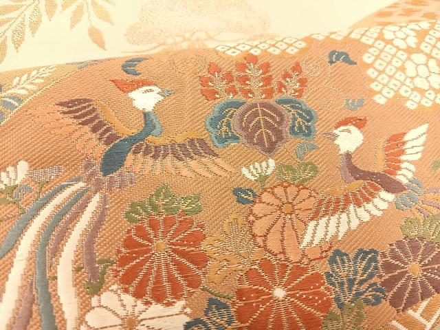 平和屋着物◎六通柄袋帯 唐織 鳳凰扇慶長小袖 金糸 正絹 逸品 BAAT5775xa
