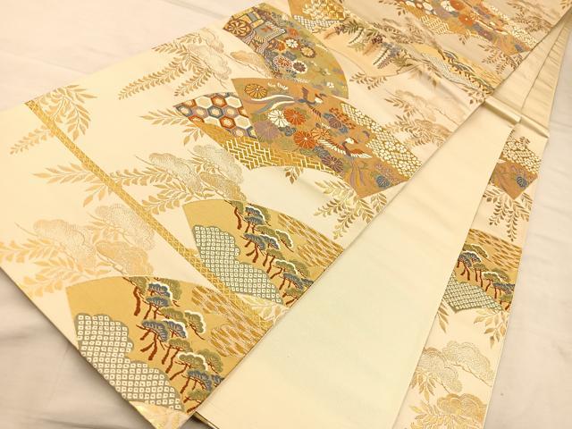 平和屋着物◎六通柄袋帯 唐織 鳳凰扇慶長小袖 金糸 正絹 逸品 BAAT5775xa