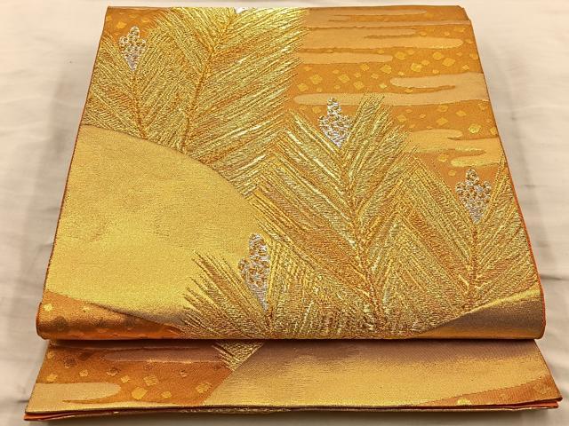 平和屋着物◎六通柄袋帯 松葉 金銀糸 正絹 逸品 BAAT5806xa