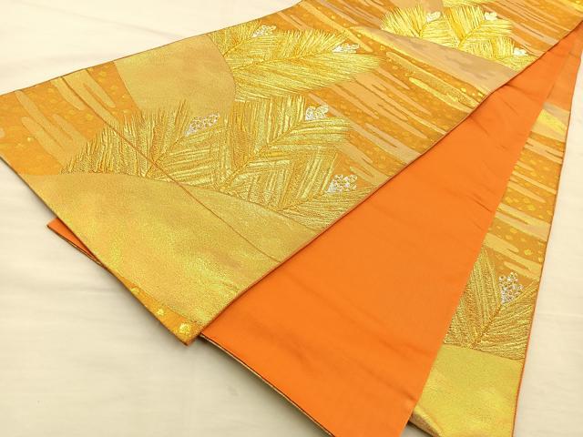 平和屋着物◎六通柄袋帯 松葉 金銀糸 正絹 逸品 BAAT5806xa