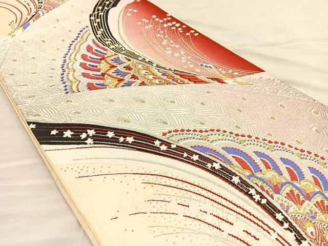 平和屋着物◎西陣 六通柄袋帯 唐織 孔雀文 金銀糸 正絹 逸品 BAAT5829fc