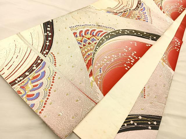 平和屋着物◎西陣 六通柄袋帯 唐織 孔雀文 金銀糸 正絹 逸品 BAAT5829fc