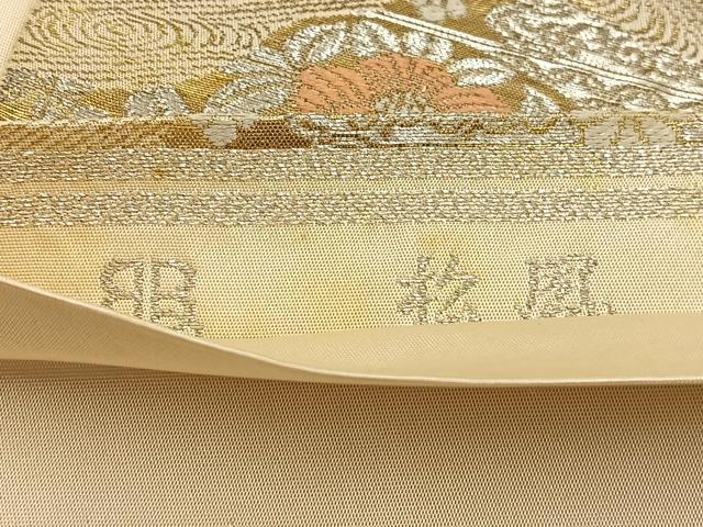 平和屋着物◎西陣 服部織物謹製 六通柄袋帯 唐織 松風 金銀糸 正絹 逸品 BAAT5840xa