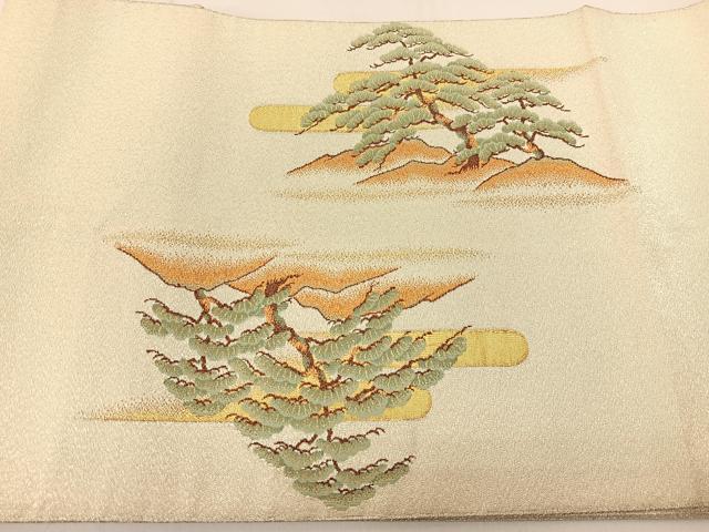 平和屋着物◎太鼓柄袋帯 唐織 雲重ね飛鶴花文 金銀糸 正絹 逸品 BAAT5921yc