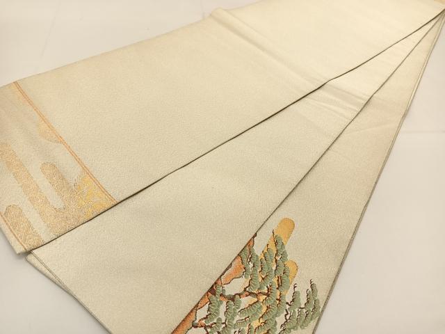 平和屋着物◎太鼓柄袋帯 唐織 雲重ね飛鶴花文 金銀糸 正絹 逸品 BAAT5921yc