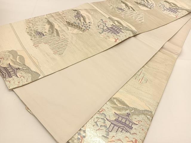 平和屋着物◎六通柄袋帯 プラチナ純銀箔二重織 京名所 正絹 逸品 BAAT5982yc