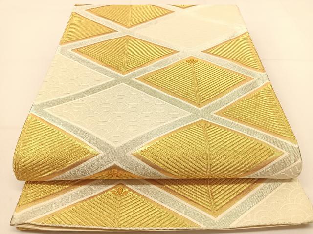 平和屋着物◎西陣 六通柄袋帯 青海波松菱文 金銀糸 正絹 逸品 BAAT5983yc