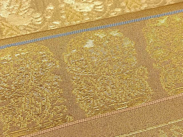 平和屋着物◎六通柄袋帯 横段名物裂 金銀糸 正絹 逸品 BAAT6032ea