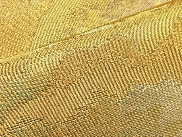平和屋着物◎六通柄袋帯 道長亀甲花文 金糸 引箔正絹 逸品 未使用 BAAT6047ea
