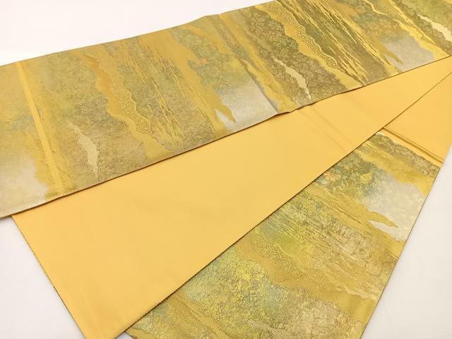 平和屋着物◎六通柄袋帯 道長亀甲花文 金糸 引箔正絹 逸品 未使用 BAAT6047ea