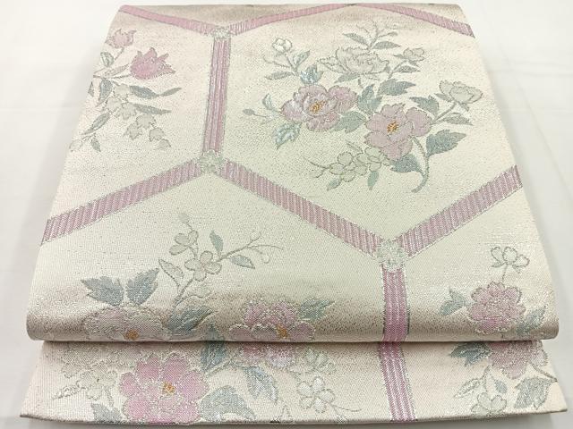 平和屋着物◎六通柄袋帯 亀甲草花文 金銀糸 正絹 逸品 BAAT6054ea