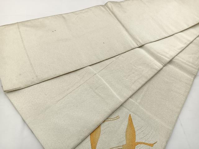 平和屋着物◎太鼓柄袋帯 綴れ 立波飛鶴文 金糸 正絹 逸品 BAAT6057ea