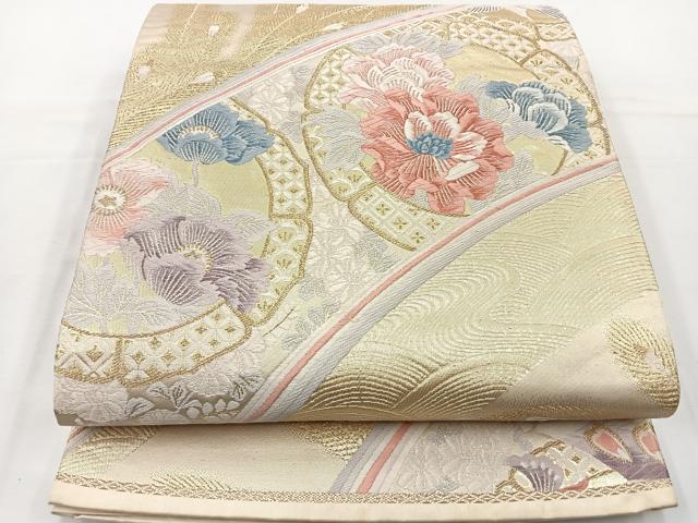 平和屋着物◎六通柄袋帯 唐織 鳳凰花文 金糸 正絹 逸品 BAAT6063ea
