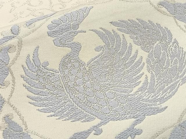 平和屋着物◎六通柄袋帯 唐織 草樹丸文 銀糸 正絹 逸品 BAAT6074ea