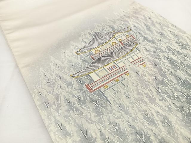 平和屋着物◎太鼓柄袋帯 京名所風景文 金彩 正絹 逸品 BAAT6182ea