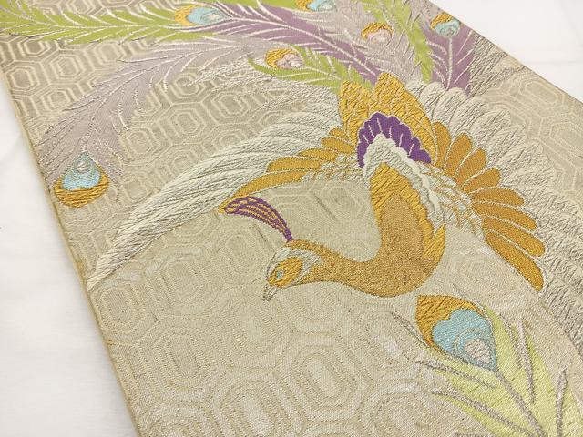 平和屋着物◎六通柄袋帯 孔雀 金銀糸 やまとオリジナル 正絹 逸品 BAAT6204ea