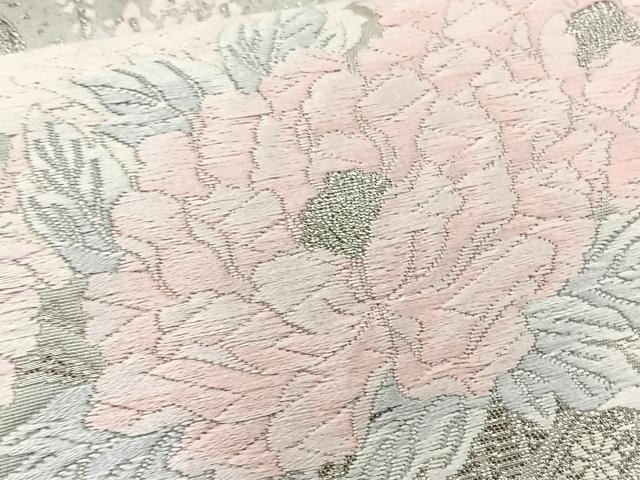 平和屋着物◎六通柄袋帯 唐織 花車文 銀糸 正絹 逸品 BAAT6211ea