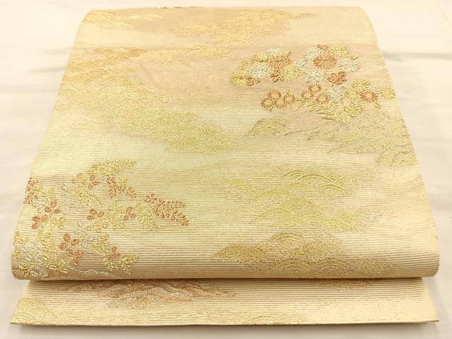 平和屋着物*夏物 六通柄袋帯 蒔絵秋草文紋 金糸 正絹 逸品 BAAT6442du