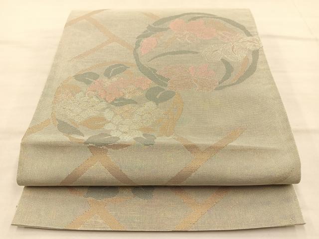 平和屋着物*夏物 六通柄袋帯 花丸文 金銀糸 正絹 逸品 BAAT6455du