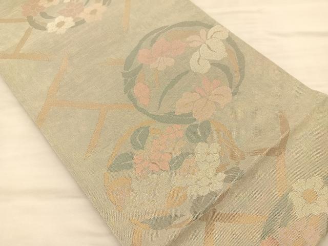 平和屋着物*夏物 六通柄袋帯 花丸文 金銀糸 正絹 逸品 BAAT6455du