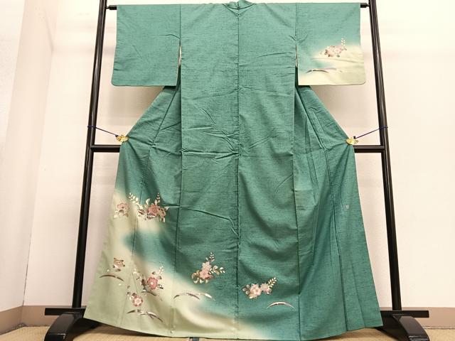平和屋着物●訪問着 作家物 紬地 辻が花 金彩 正絹 逸品 BAAT6623hv