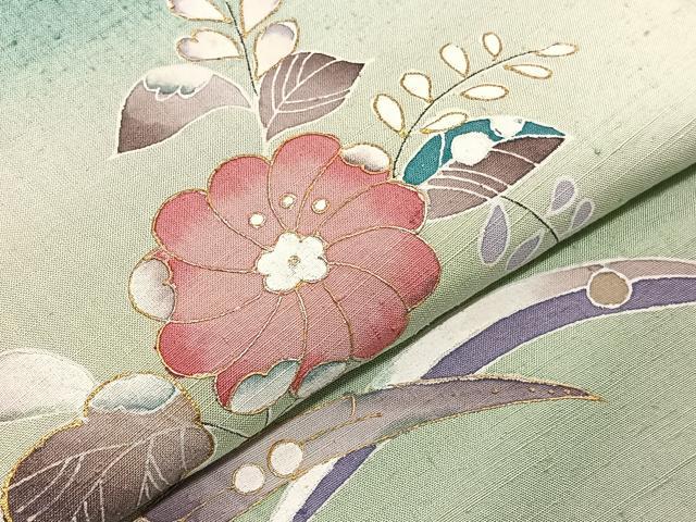平和屋着物●訪問着 作家物 紬地 辻が花 金彩 正絹 逸品 BAAT6623hv