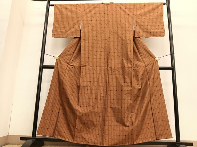 平和屋着物●上質な紬 格子柄 正絹 逸品 未使用 BAAT6663hv
