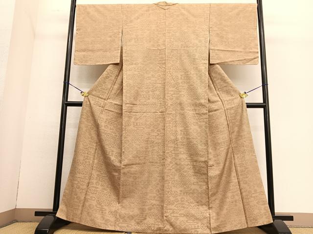 平和屋着物●結城紬 100亀甲 有職花文 正絹 逸品 未使用 BAAT6677hv