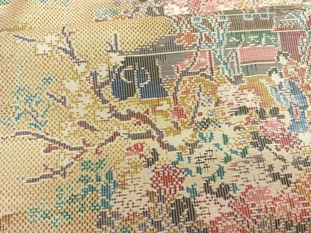 平和屋着物●本場大島紬 人物風景文 正絹 逸品 BAAT6684hv
