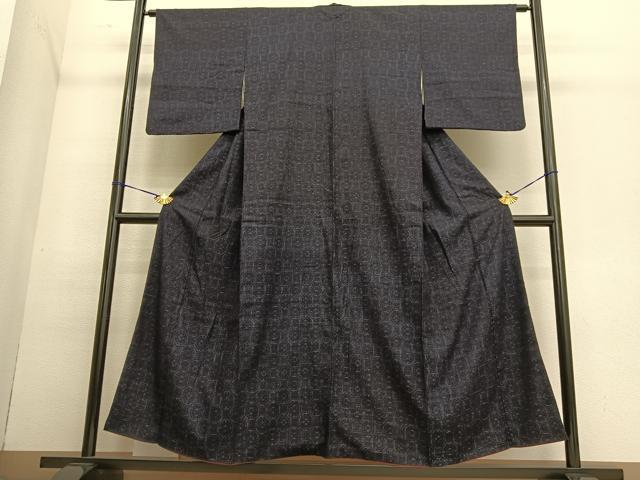 平和屋着物●結城縮 蜀江花文 正絹 逸品 BAAT6685hv